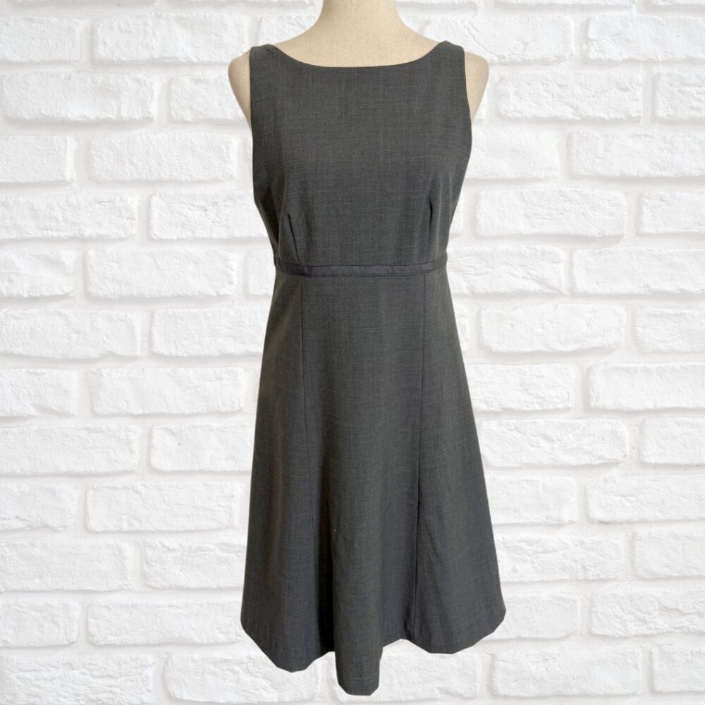 Vintage GAP Stretch 2006 Gray Fit and Flare A-line Gray Dress Wool Blend